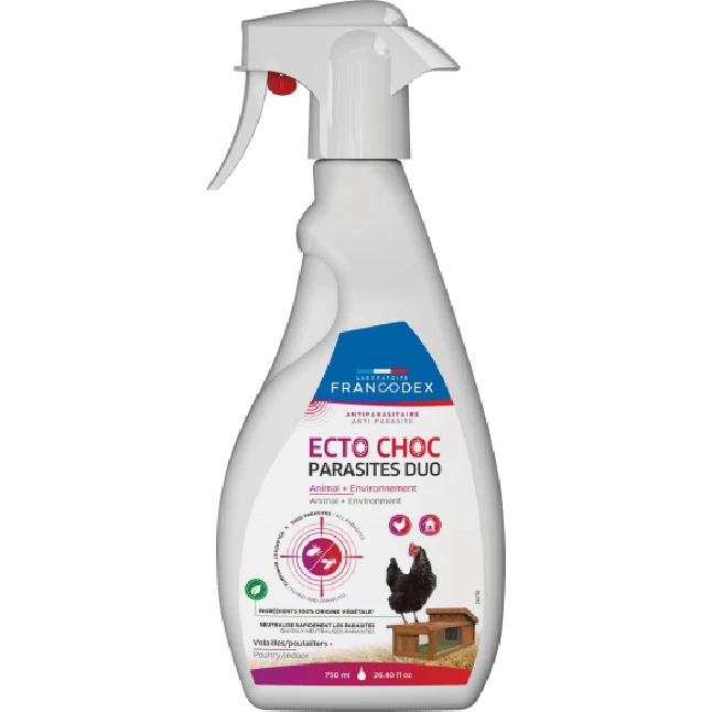Spray Antiparasitaire Volants Et Rampants Pour Poule Ecto Choc Parasites Duo 750ML - Francodex 3 Spray Antiparasitaire Volants Et Rampants Pour Poule Ecto Choc Parasites Duo 750ML - Francodex