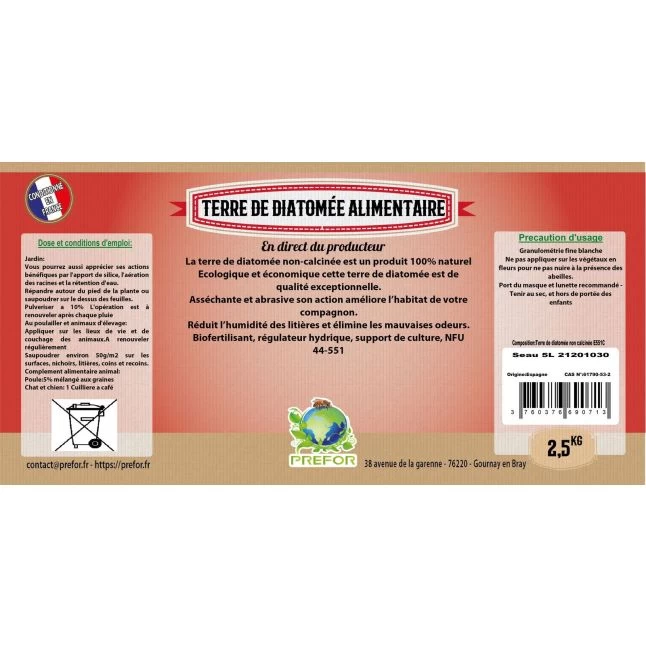 Terre De Diatomee Blanche Non-calcinée Alimentaire Seau 2,5kg 4 Terre De Diatomee Blanche Non-calcinée Alimentaire Seau 2,5kg – Image 2