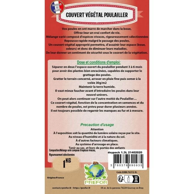 Couvert Végétal Pour Poulailler Kraft 1,3L 1kg 4 Couvert Végétal Pour Poulailler Kraft 1,3L 1kg – Image 2