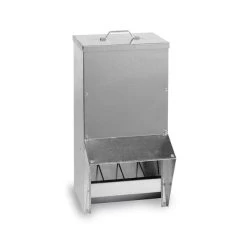 Mangeoire à Trémie Poule En Métal Avec Protection Anti-pluie Bordeaux 20L - Gaun