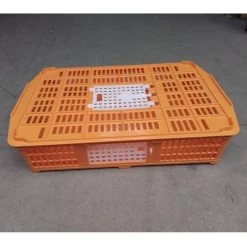 Cage Transport Petites Volailles 67x45x15cm 2 Portes Orange Et Blanche