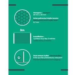 Grillage Poulailler Acier Galvanisé à Chaud Triple Torsion 10m X 50cm épaisseur 0,7 Mm 7 Grillage Poulailler Acier Galvanisé à Chaud Triple Torsion 10m X 50cm épaisseur 0,7 Mm -Poulailler Série Magasin etiquette grillage zen farm 10x0.5