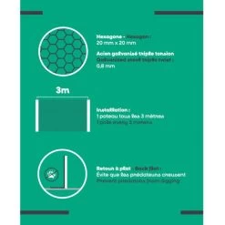 Grillage Poulailler Acier Galvanisé à Chaud Triple Torsion 25m X 1,5m épaisseur 0,8 Mm - Zen Farm 12 Grillage Poulailler Acier Galvanisé à Chaud Triple Torsion 25m X 1,5m épaisseur 0,8 Mm - Zen Farm -Poulailler Série Magasin etiquette grillage zen farm 25x1.5