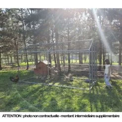 Enclos Poulailler 12m² Tubes 32mm H2,25m - Parc Grillagé Renforcé 6x2m - Acier Galvanisé -Poulailler Série Magasin grand enclos poulailler parc grillage 2x6x2 25m cote gauche plan large