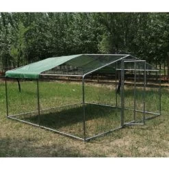 Enclos Poulailler 12m² Tubes 38mm H2,25m - Parc Grillagé Renforcé 4x3m - Acier Galvanisé -Poulailler Série Magasin grand enclos poulailler parc grillage renforce 4x3x2.25m gauche min