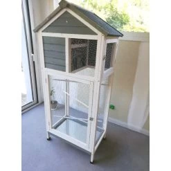 Volière Oiseaux En Bois Avec Toit Shingle Inséparable Bleue Et Blanche 19 Volière Oiseaux En Bois Avec Toit Shingle Inséparable Bleue Et Blanche -Poulailler Série Magasin img 20220806 110332