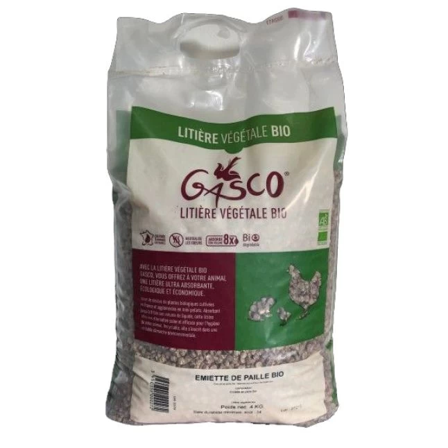 Litière Végétale Poule Émietté De Paille BIO 4Kg - Gasco 3 Litière Végétale Poule Émietté De Paille BIO 4Kg - Gasco
