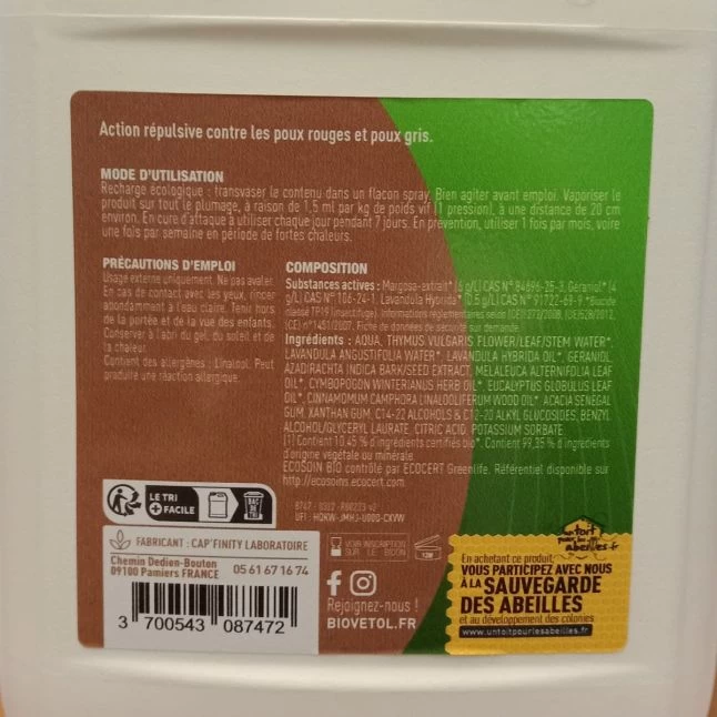 Lotion Anti Poux Bio Pour Poule 2,5L - Biovetol 4 Lotion Anti Poux Bio Pour Poule 2,5L - Biovetol – Image 2