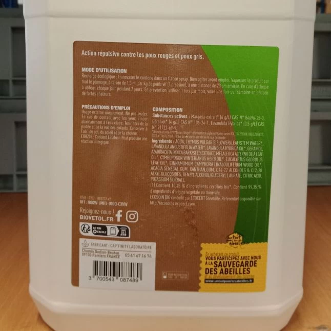 Lotion Anti Poux Bio Pour Poules Et Volailles 5L - Biovetol 4 Lotion Anti Poux Bio Pour Poules Et Volailles 5L - Biovetol – Image 2