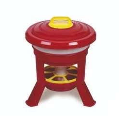 Mangeoire à Trémie Poule En Plastique Avec Pieds Imperial Easy Clean 20L Rouge Et Blanc - Gaun