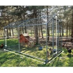 Enclos Poulailler 8m² Tubes 32mm H2,25m - Parc Grillagé Renforcé 4x2m - Acier Galvanisé -Poulailler Série Magasin p001 dimensions