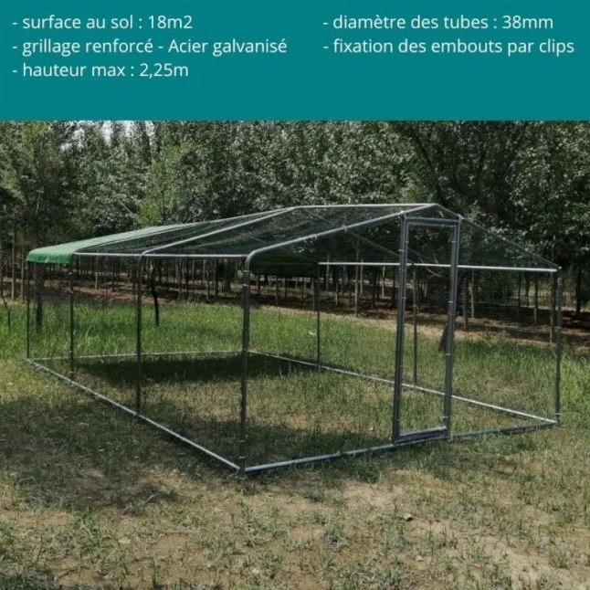Enclos Poulailler 18m² Tubes 38mm H2,25m - Parc Grillagé Renforcé 6x3m - Acier Galvanisé 4 Enclos Poulailler 18m² Tubes 38mm H2,25m - Parc Grillagé Renforcé 6x3m - Acier Galvanisé – Image 2