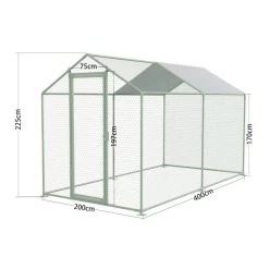 Enclos Poulailler 8m² Tubes 32mm H2,25m - Parc Grillagé Renforcé 4x2m - Acier Galvanisé -Poulailler Série Magasin parc grillage p001 4x2m