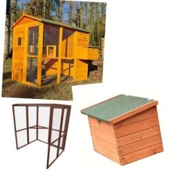 Poulailler Gaulois II Toit Shingle 6 à 10 Poules Avec Extension Parc Grillagé Et Deux Pondoirs