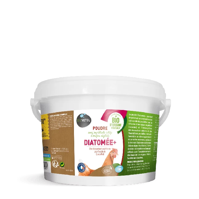 Terre De Diatomée Pour Poule Enrichie En Huiles Essentielles Diatomée+ 1KG - Biovetol 3 Terre De Diatomée Pour Poule Enrichie En Huiles Essentielles Diatomée+ 1KG - Biovetol