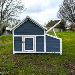 Poulailler Bantam XL Bleu Toit Shingle 2 à 4 Poules 13 Poulailler Bantam XL Bleu Toit Shingle 2 à 4 Poules -Poulailler Série Magasin poulailler bantam xl bleu vue arri re tout ouvert