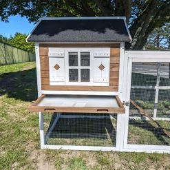 Poulailler Brahma Toit Shingle 6 à 8 Poules Bois FSC 24 Poulailler Brahma Toit Shingle 6 à 8 Poules Bois FSC -Poulailler Série Magasin poulailler brahma vue avant tiroir dejection ouvert