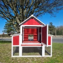 Poulailler Deluxe Rouge Toit Shingle Vert 10 à 12 Poules V3.0 22 Poulailler Deluxe Rouge Toit Shingle Vert 10 à 12 Poules V3.0 -Poulailler Série Magasin poulailler deluxe rouge toit vert 12 poules vue arriere ouvert