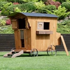 Poulailler Roulotte Toit Tôle 6 à 10 Poules Mobile