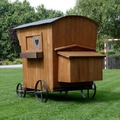 Poulailler Roulotte Toit Tôle 6 à 10 Poules Mobile 23 Poulailler Roulotte Toit Tôle 6 à 10 Poules Mobile -Poulailler Série Magasin poulailler roulotte profil arriere