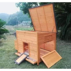 Poulailler Sussex XL Toit Shingle Noir Ouvrant 6 à 10 Poules Bois FSC 29 Poulailler Sussex XL Toit Shingle Noir Ouvrant 6 à 10 Poules Bois FSC -Poulailler Série Magasin poulailler sussex profil avant tout ouvert