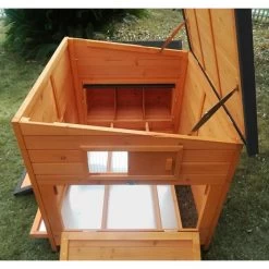 Poulailler Sussex XL Toit Shingle Noir Ouvrant 6 à 10 Poules Bois FSC 30 Poulailler Sussex XL Toit Shingle Noir Ouvrant 6 à 10 Poules Bois FSC -Poulailler Série Magasin poulailler sussex profil cote tout ouvert