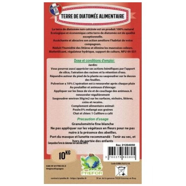 Terre De Diatomée Blanche Non-calcinée Alimentaire Poule Sac 10kg - Prefor 4 Terre De Diatomée Blanche Non-calcinée Alimentaire Poule Sac 10kg - Prefor – Image 2