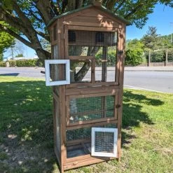 Volière Pour Oiseaux En Bois Double Toit Shingle 24 Volière Pour Oiseaux En Bois Double Toit Shingle -Poulailler Série Magasin voli re oiseaux ext rieur 2 parties vue avant petites fen tres