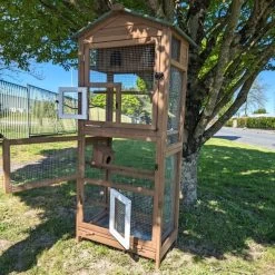 Volière Pour Oiseaux En Bois Double Toit Shingle 25 Volière Pour Oiseaux En Bois Double Toit Shingle -Poulailler Série Magasin voli re oiseaux ext rieur 2 parties vue fen tre haute ouverte